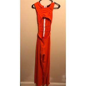 orange cut out jumpsuit
